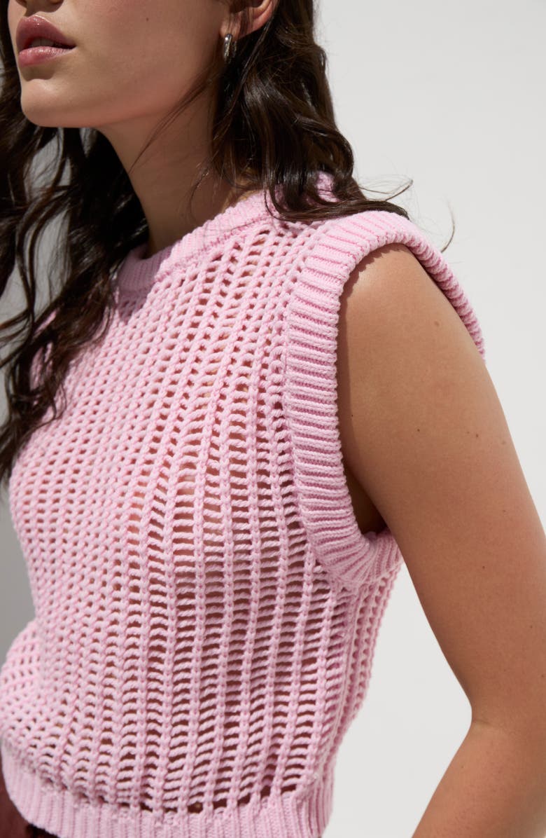 DELUC Boetti Open Stitch Sweater Vest, Alternate, color, Pink