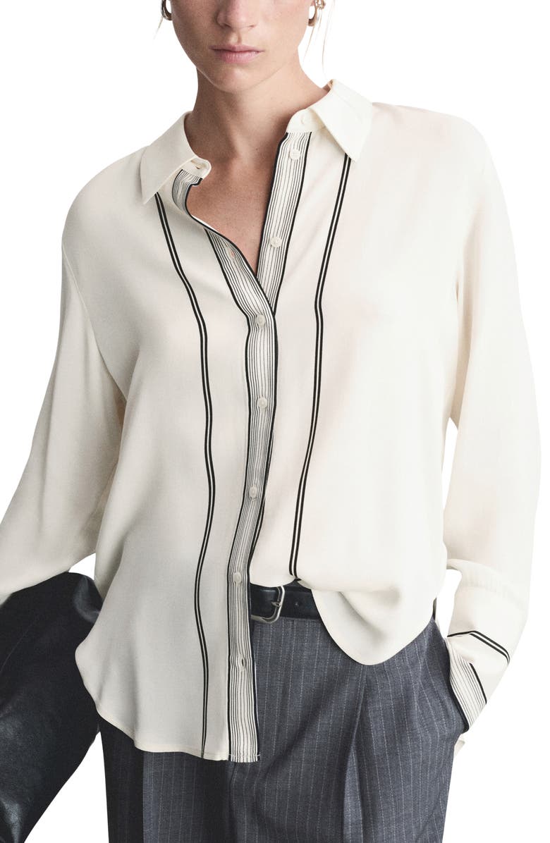 MANGO Stripe Button-Up Shirt, Main, color, 