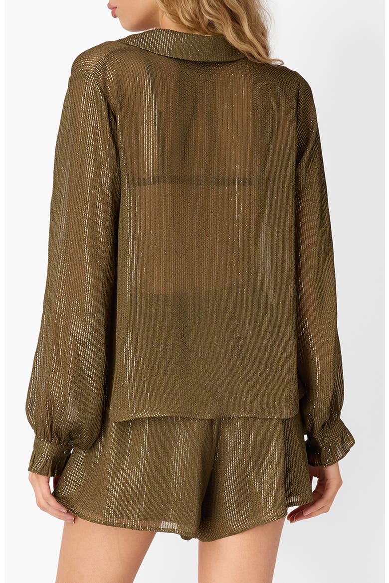 Niecey Long Sleeve Metallic Chiffon Top, Alternate, color, GROVE