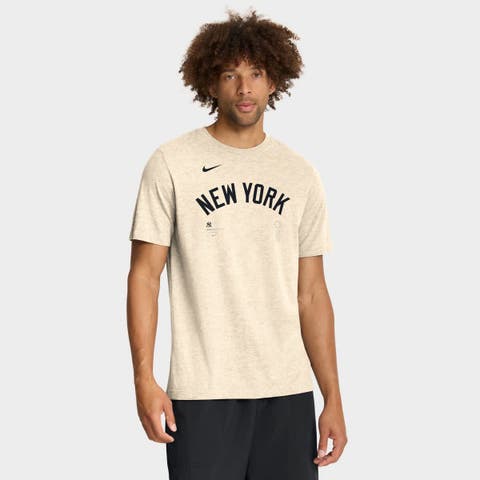 Men's Nike Natural New York Yankees Wordmark Tri-Blend T-Shirt