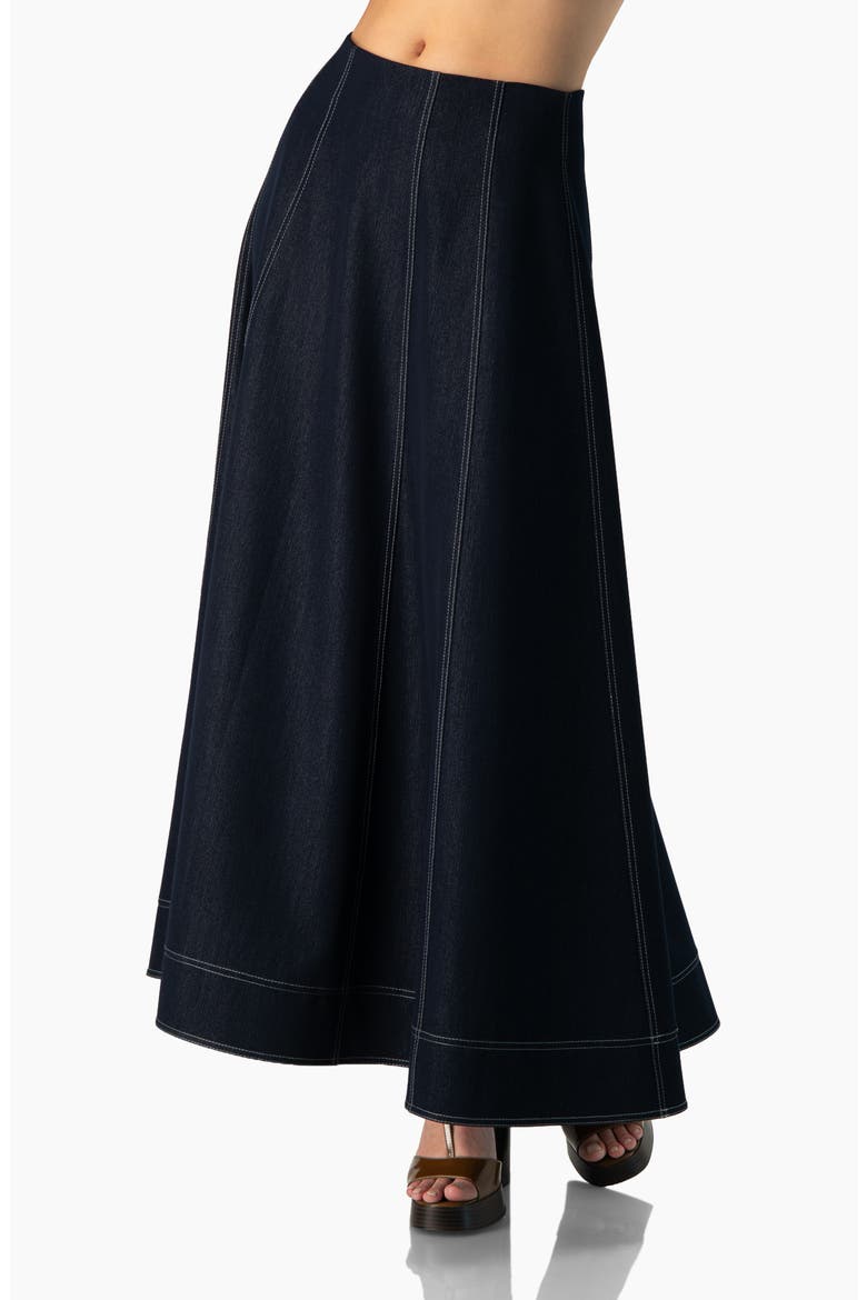 Wide Denim Midi Skirt, Main, color, Navy Blue