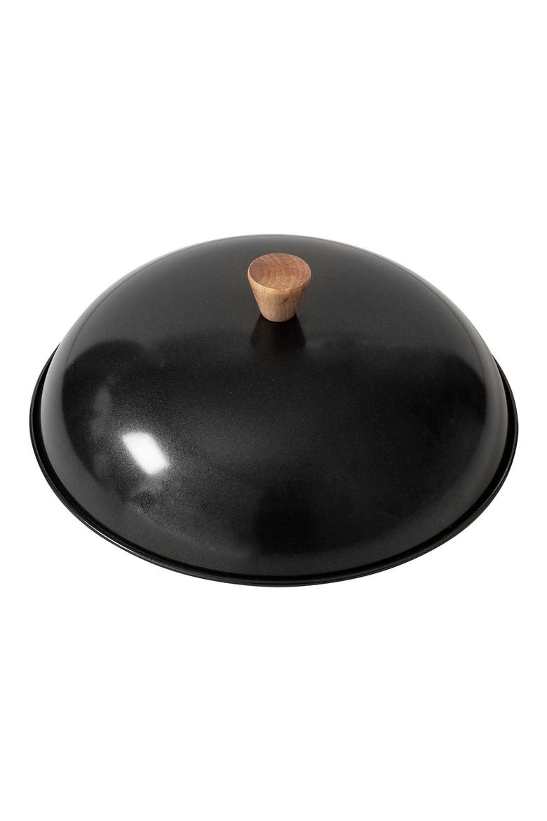 Uncoated Carbon Steel Flat Bottom Wok Set with Lid and Birch Handles, 4 Pieces, Alternate, color, SILVER