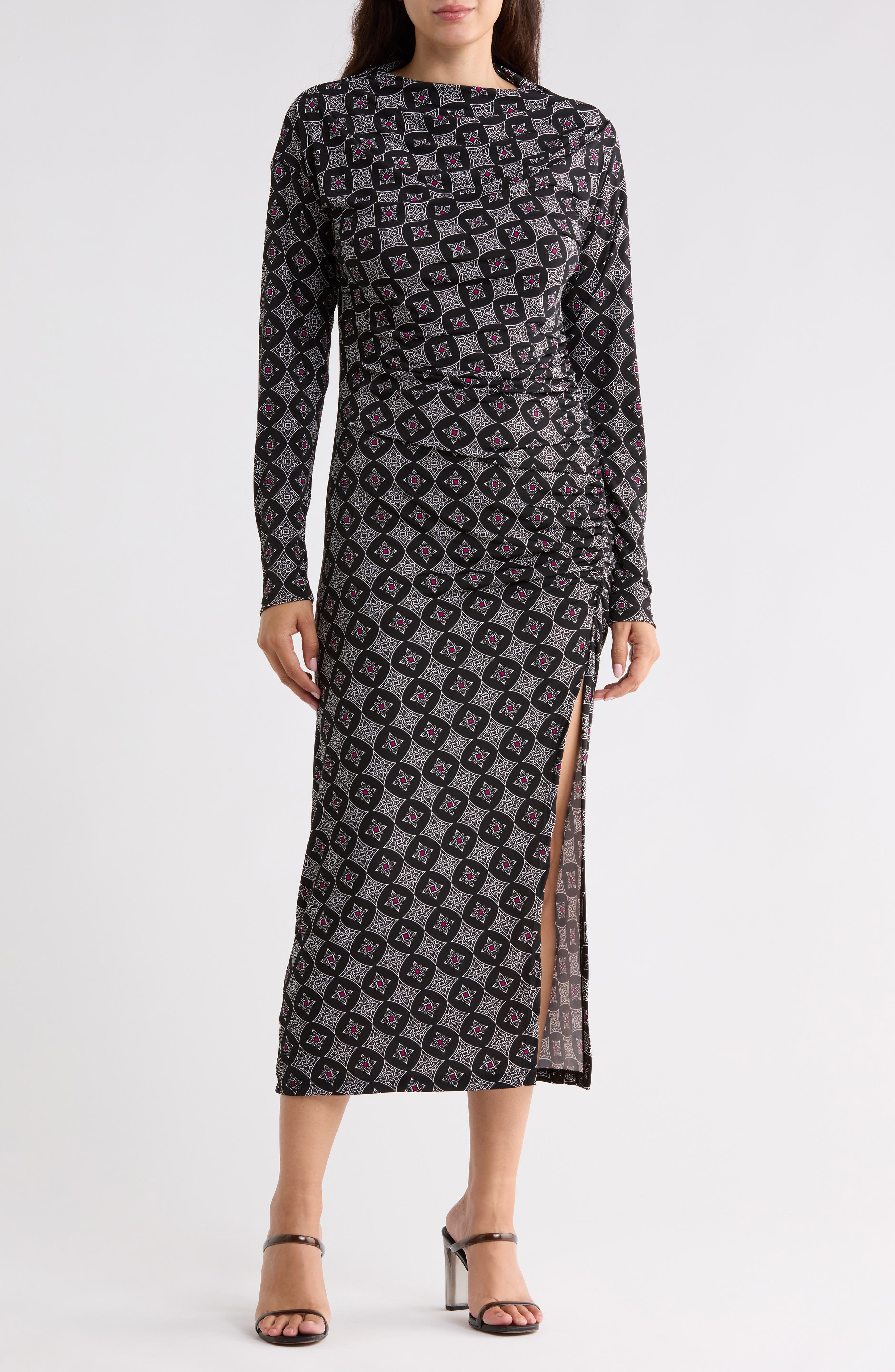 Geometric Ruched Dress