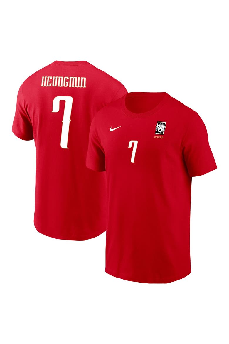 Men's Nike Son Heung-Min Red South Korea National Team  Name & Number T-Shirt, Main, color, Red