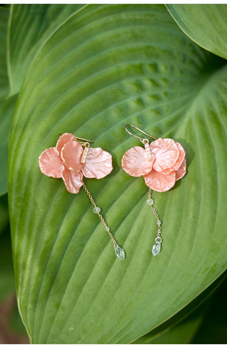 Alex and Ani New York Botanical Garden<sup>®</sup> Peony Petal Statement Earrings, Alternate, color, Pink
