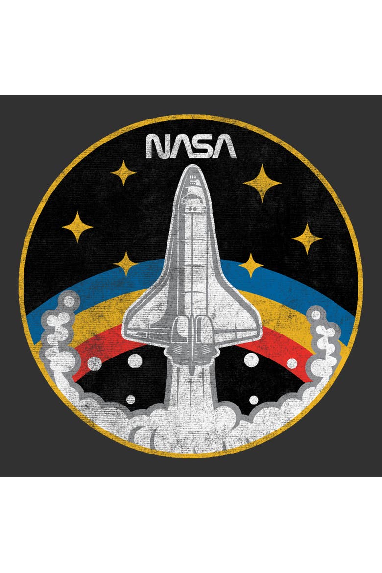 Men's NASA Distressed Rainbow Badge  Graphic T-Shirt, Alternate, color, Dark Heather