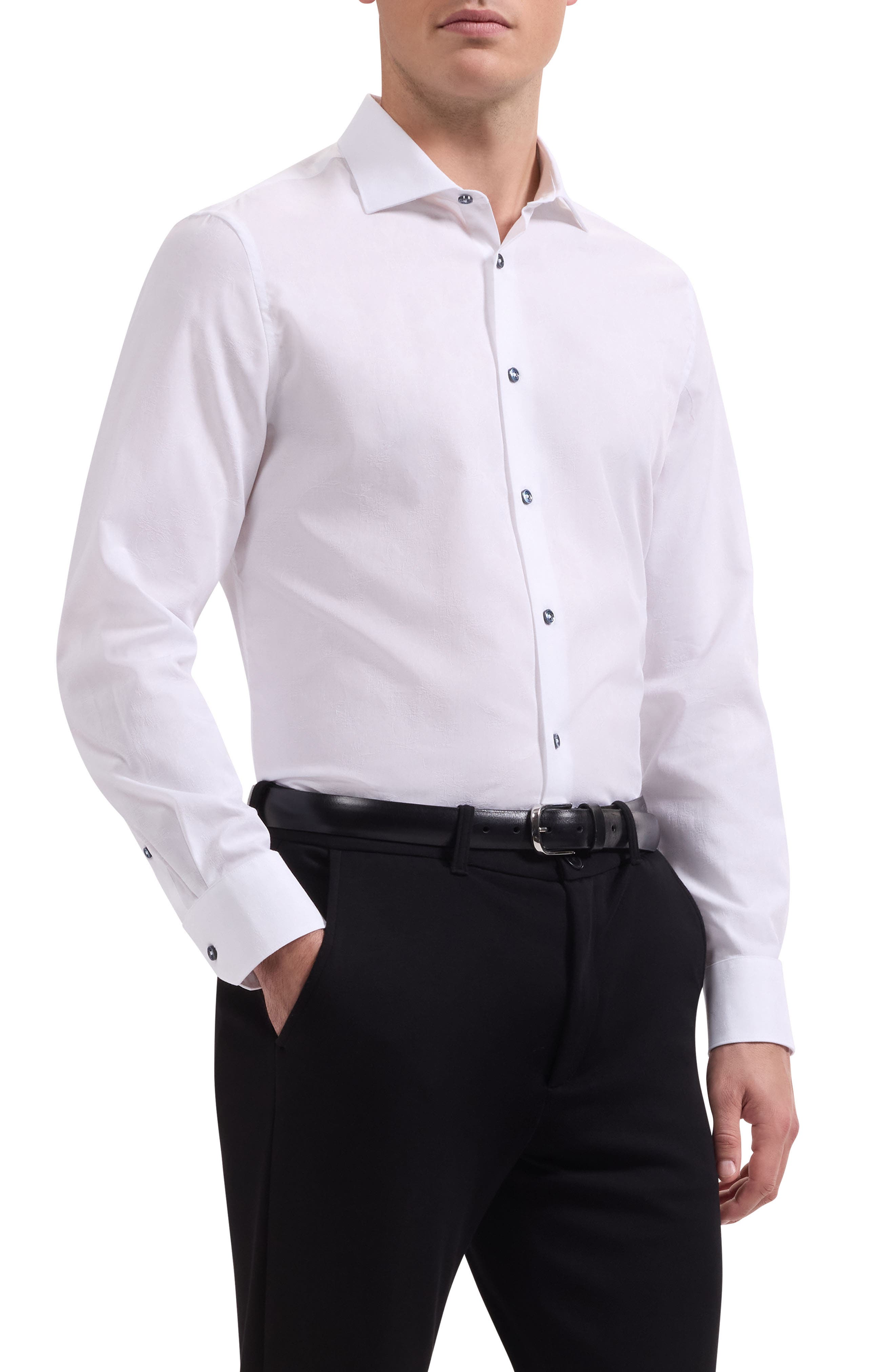 Axel Shaped Fit Floral Jacquard Button-Up Shirt - image 3