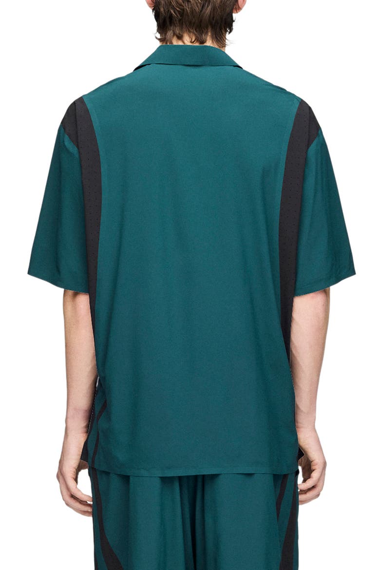 Mesh Panel Woven Shirt, Alternate, color, GREEN