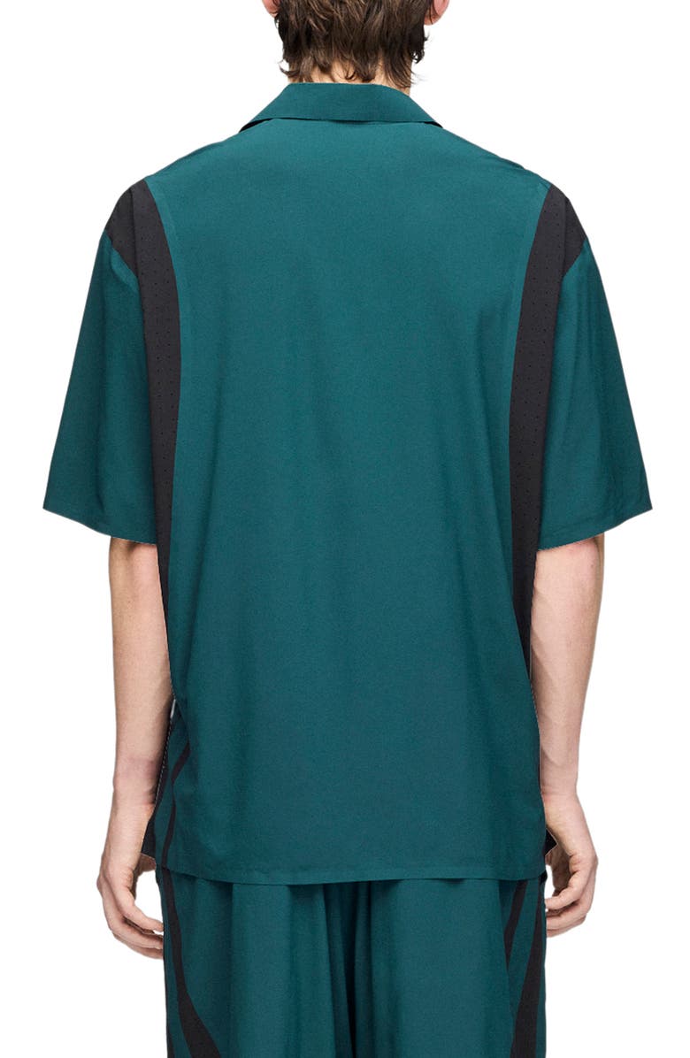 Y-3 Mesh Panel Woven Shirt, Alternate, color, Green