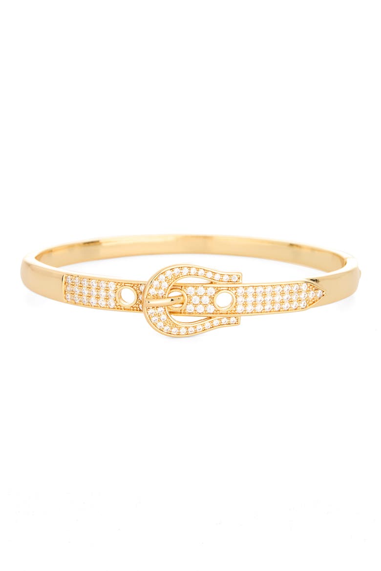 Pavé Cubic Zirconia Belt Bangle, Main, color, GOLD