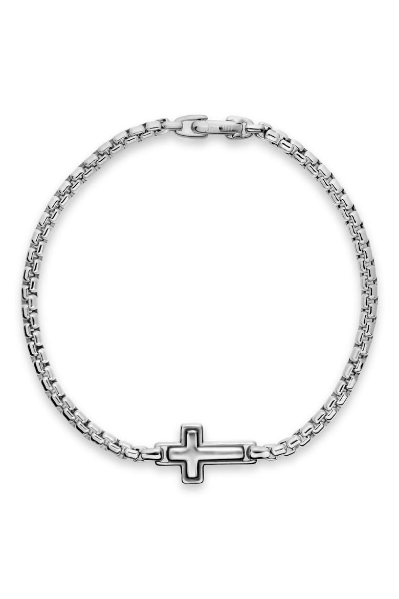 Men's Cross Station Bracelet in Sterling Silver, 3.6mm, Alternate, color, SILVER