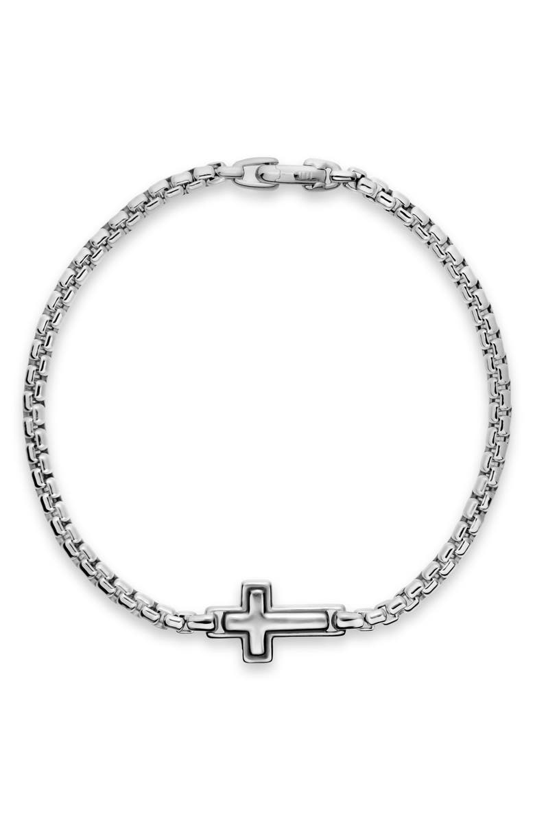 David Yurman Men's Cross Station Bracelet in Sterling Silver, 3.6mm, Alternate, color, Silver