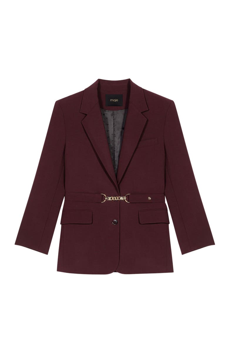 maje Belted suit jacket, Alternate, color, Burgundy