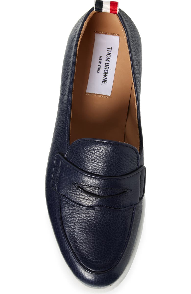 Thom Browne Varsity Square Toe Penny Loafer, Alternate, color, Navy