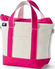 Lands' End Medium Natural 5 Pocket Open Top Canvas Tote Bag