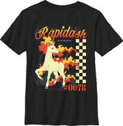 POKEMON Boy's Pokemon Rapidash 0078 Retro Check Graphic T-Shirt
