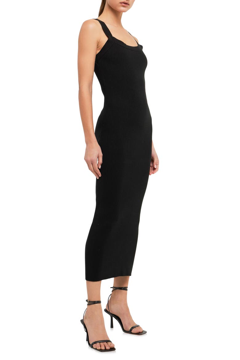 Rib Midi Tank Dress, Alternate, color, BLACK