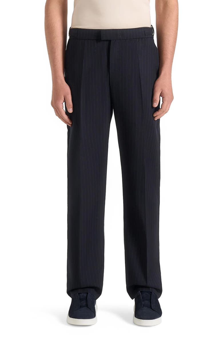 Manière De Voir Joseph Regular Fit Pinstripe Tailored Trousers, Main, color, Navy