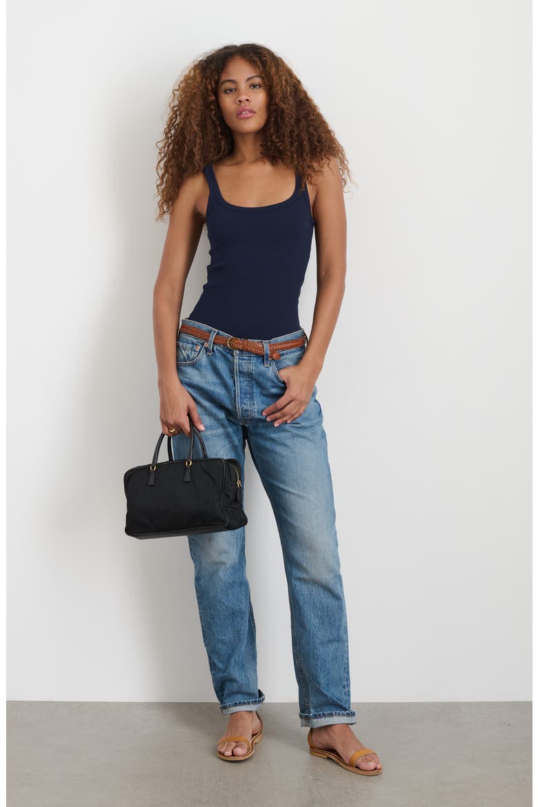 365 Stretch Cotton Rib Tank, Alternate, color, DARK NAVY