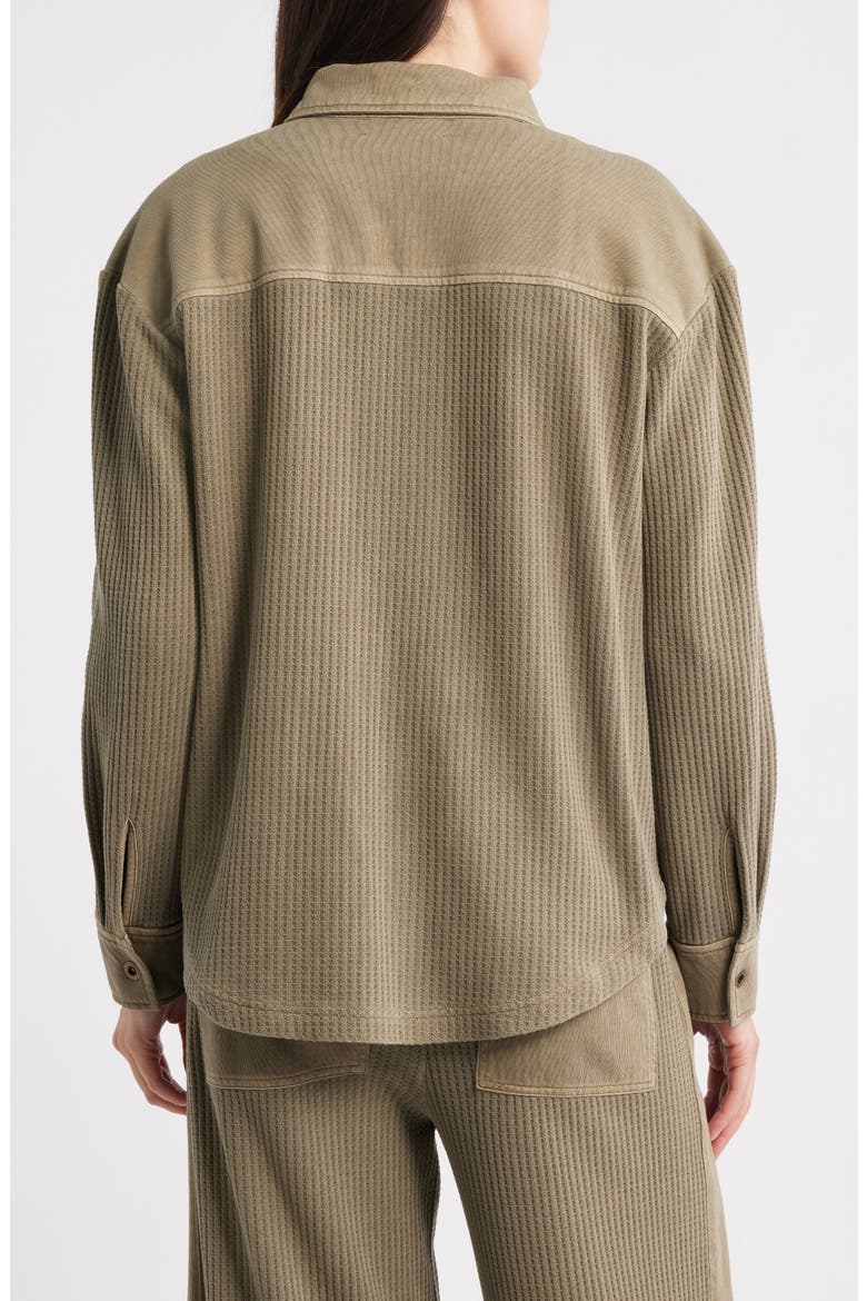 Camden Thermal Mixed Media Snap-Up Shirt, Alternate, color, LIGHT OLIVE