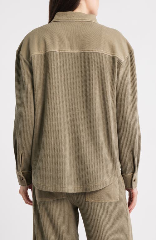 City Blues Camden Thermal Mixed Media Snap-up Shirt In Green
