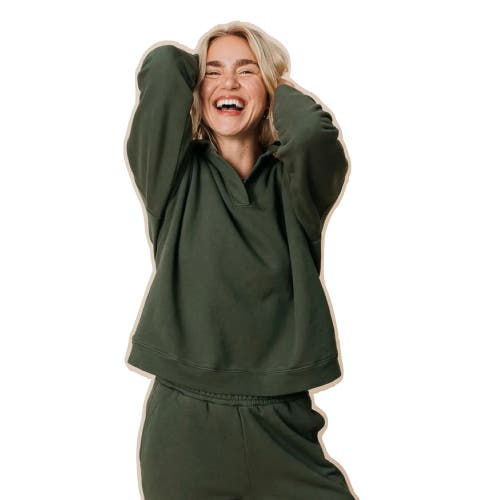 Ocio Organic Cotton Teddy Polo Crew In Green