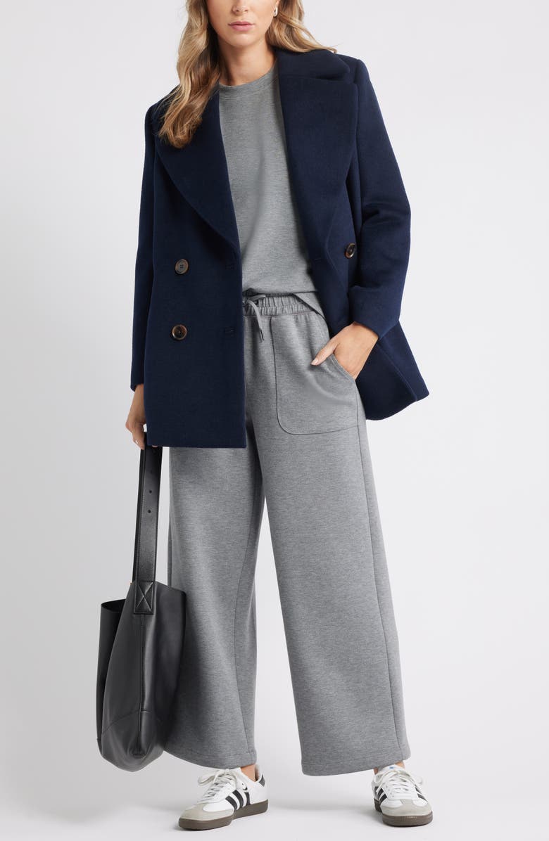 Caslon<sup>®</sup> Patch Pocket Pull-On Relaxed Ankle Straight Leg Pants, Alternate, color, Grey Dark Heather