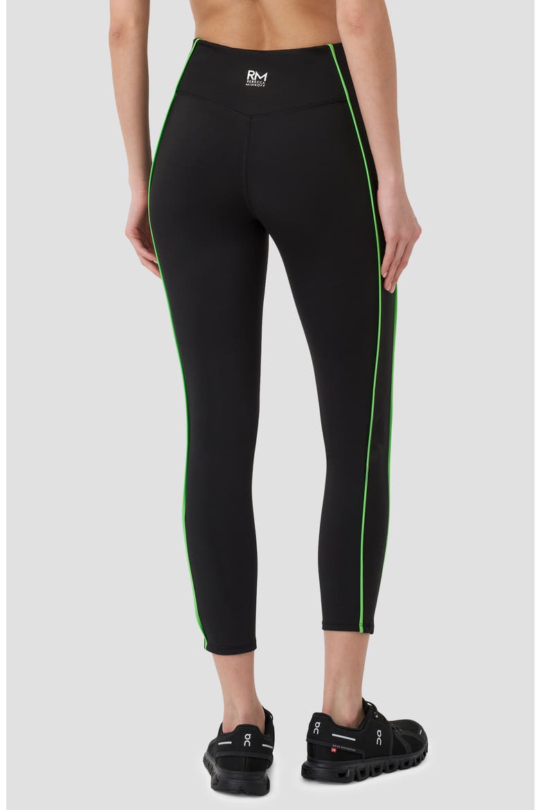Piped High Waist Crop Leggings, Alternate, color, BLACK/ GREEN FLASH