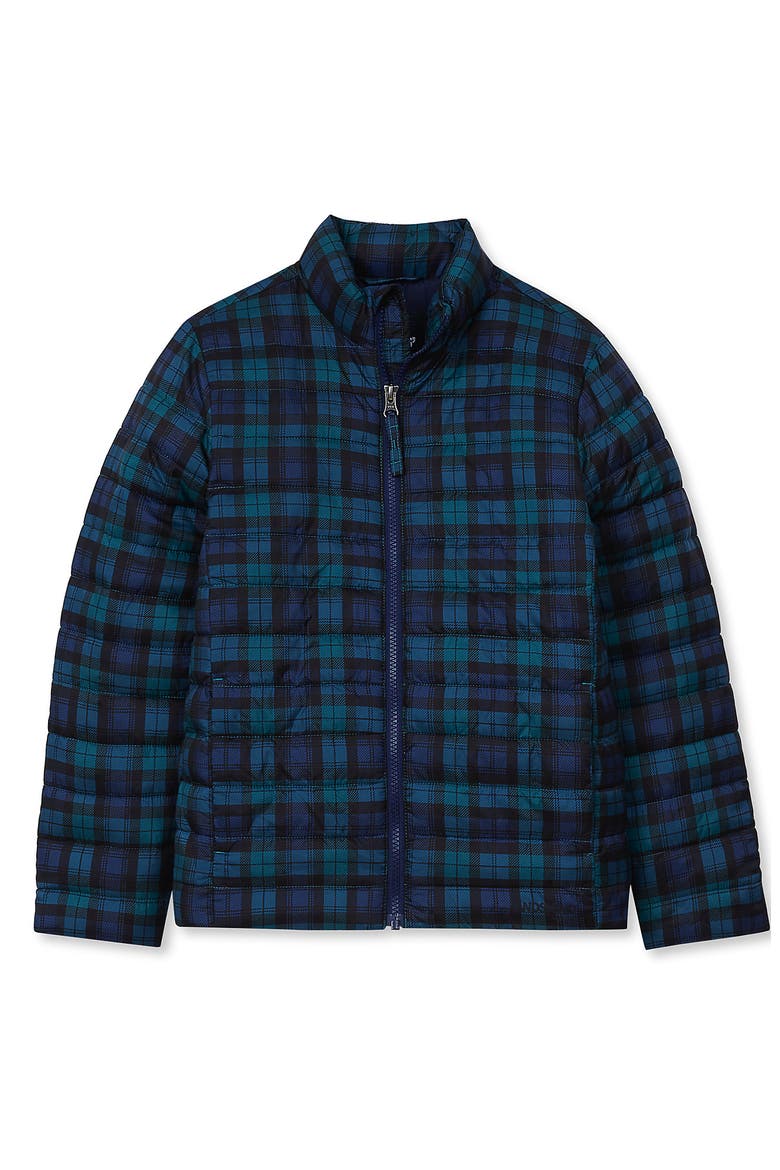 Kids Featherfree Insulated Packable Jacket, Main, color, Dark Green Blackwatch Plaid