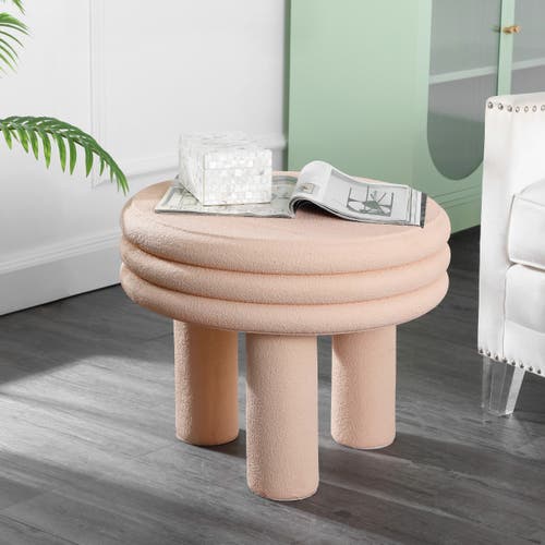 Jonathan Y Rashida Contemporary Minimalist Curvy Low Indoor/outdoor Accent Table In Pink Frosted