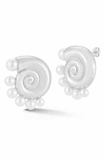 Faux Pearl Shell Stud Earrings