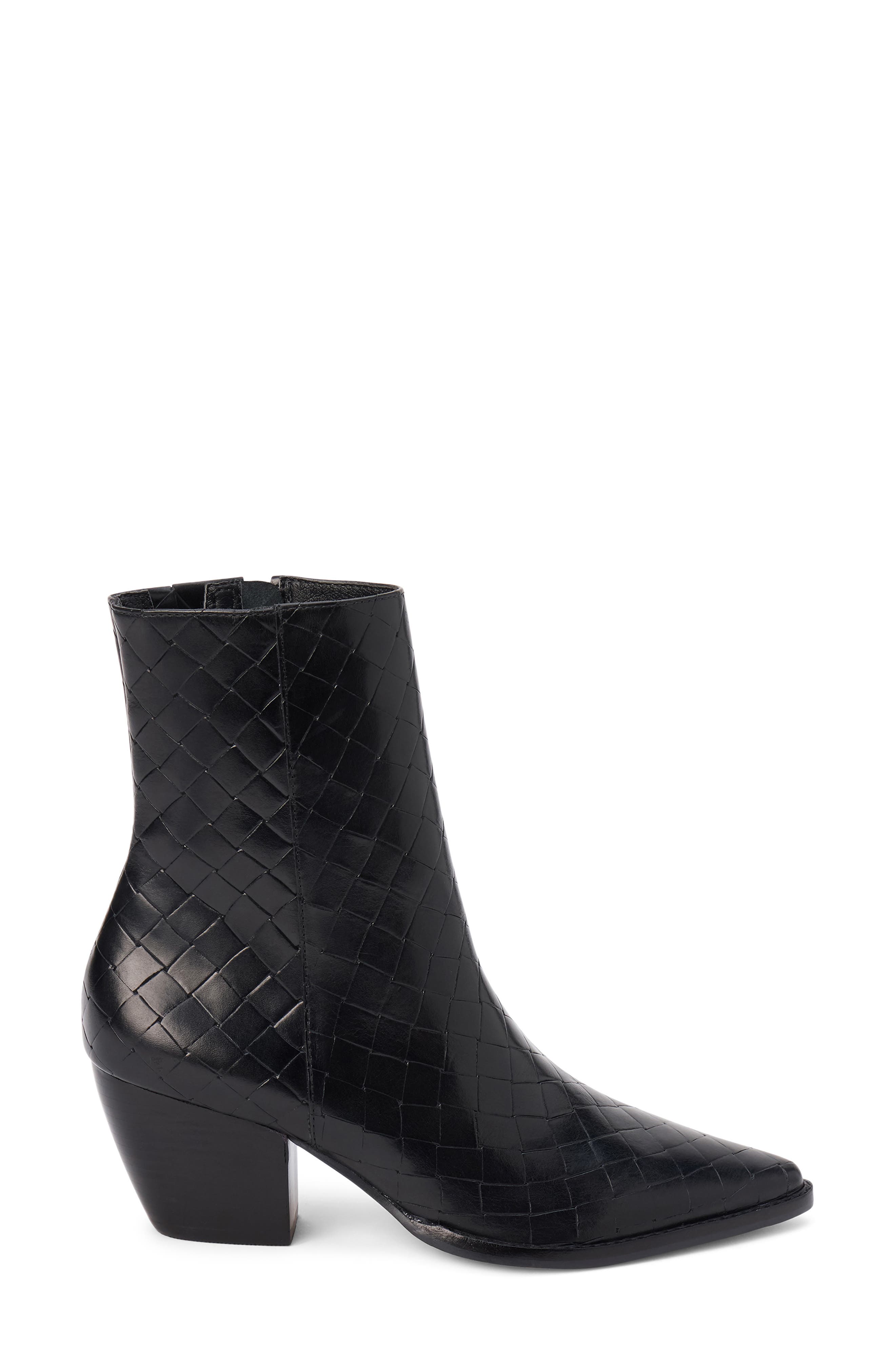 Caty Western Pointed Toe Bootie, Alternate, color, BLACK WEAVE