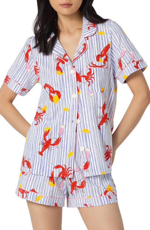 Print Stretch Organic Cotton Short Pajamas