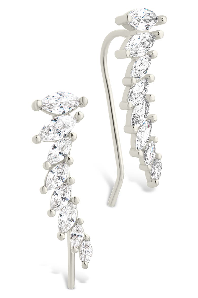 Skye Cubic Zirconia Threader Stud Earring, Main, color, SILVER