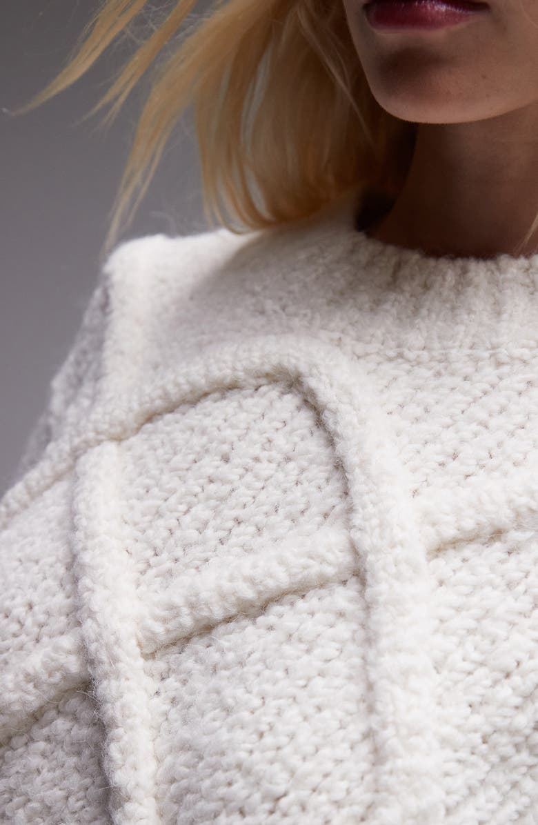 Topshop Pretzel Cable Stitch Oversize Sweater, Alternate, color,