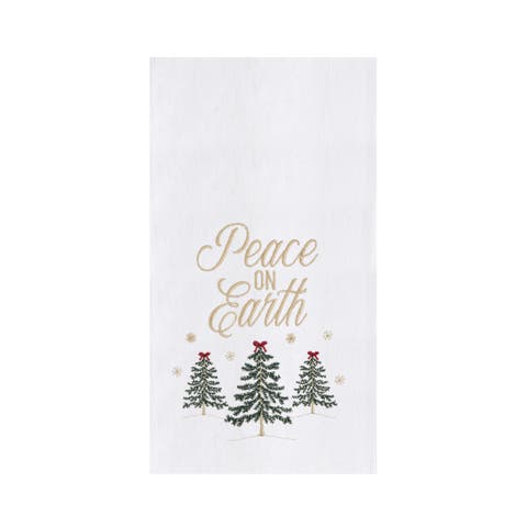 "Peace on Earth" Woodland Forest Christmas 100% Cotton Flour Sack Dishtowel
