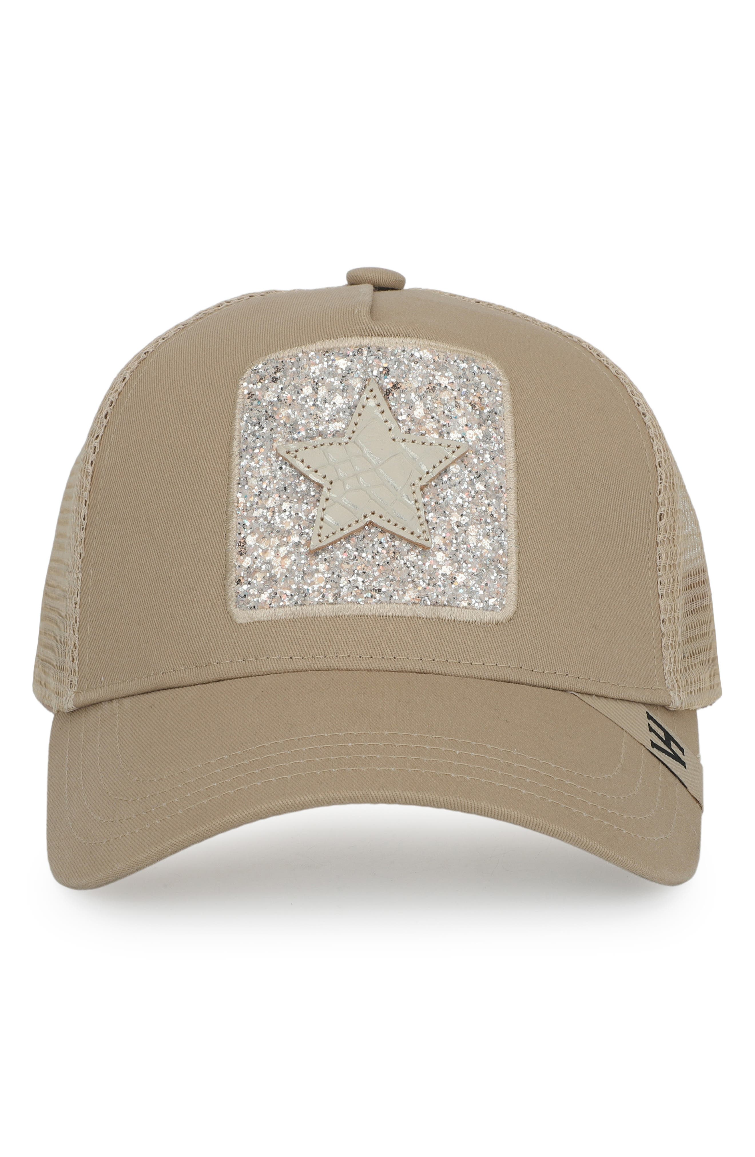 Embroidered Star Patch Mesh Panel Trucker Hat