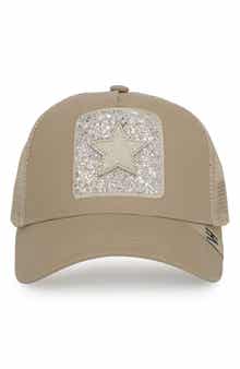 Embroidered Star Patch Mesh Panel Trucker Hat