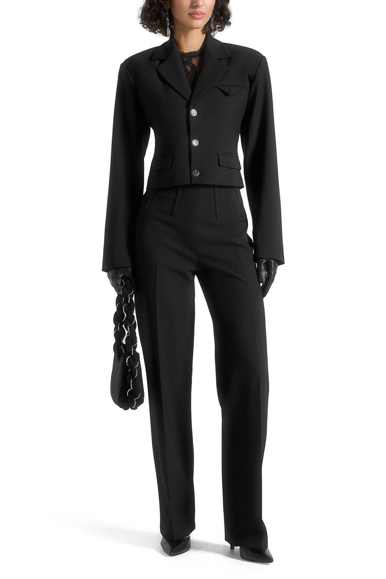 Prisca Tailored Cropped Blazer, Alternate, color, Black