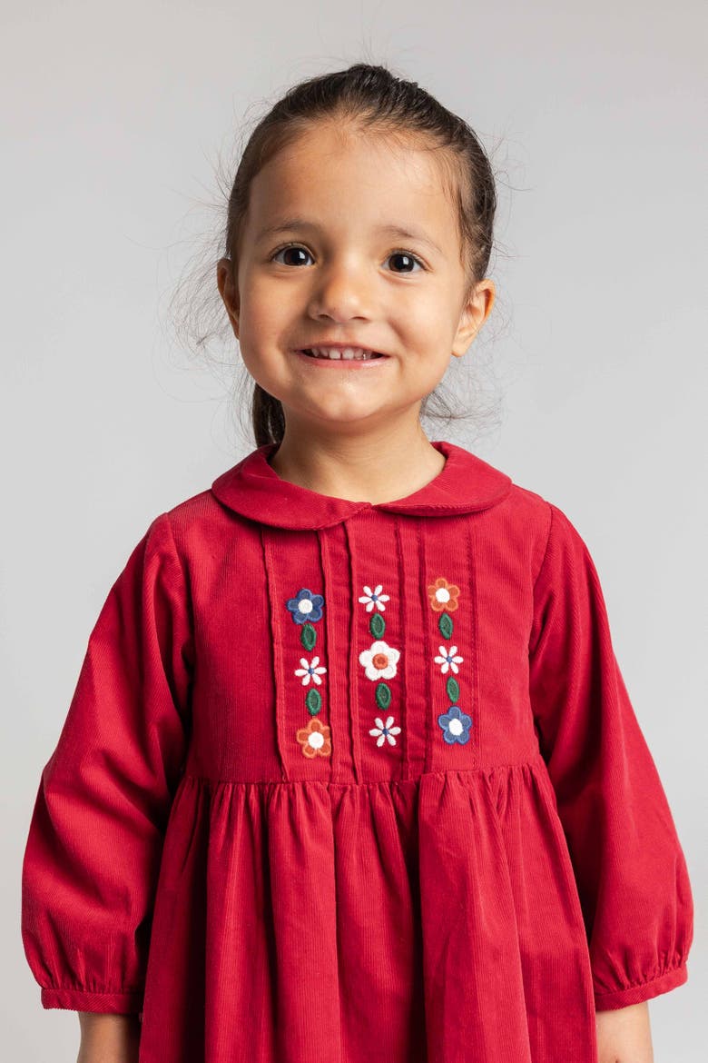Corduroy Dress with Flowers, Alternate, color, Mulberry