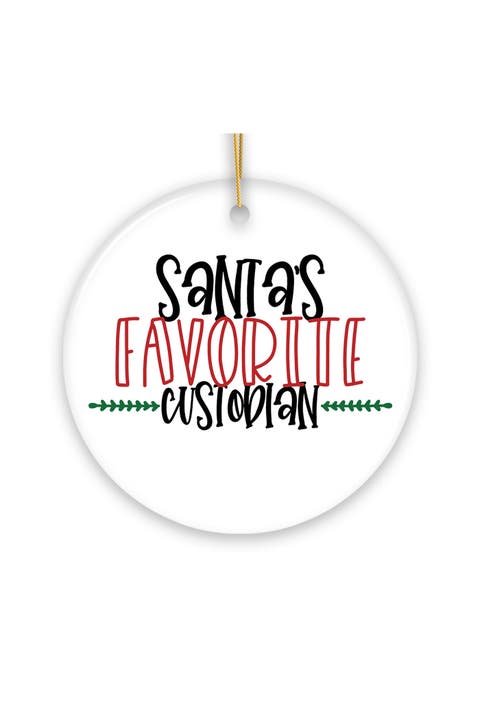 Santas Favorite Custodian Ceramic Ornament