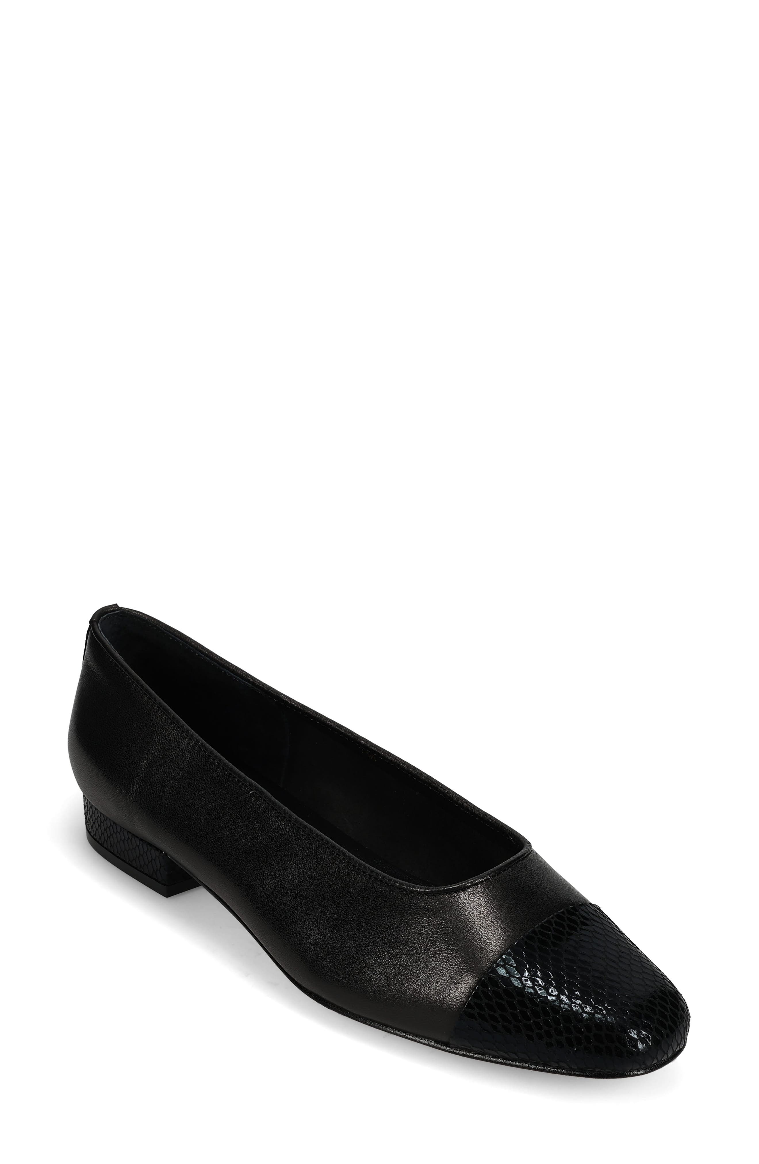VANELi Cap Toe Flat, Main, color, Black Leather
