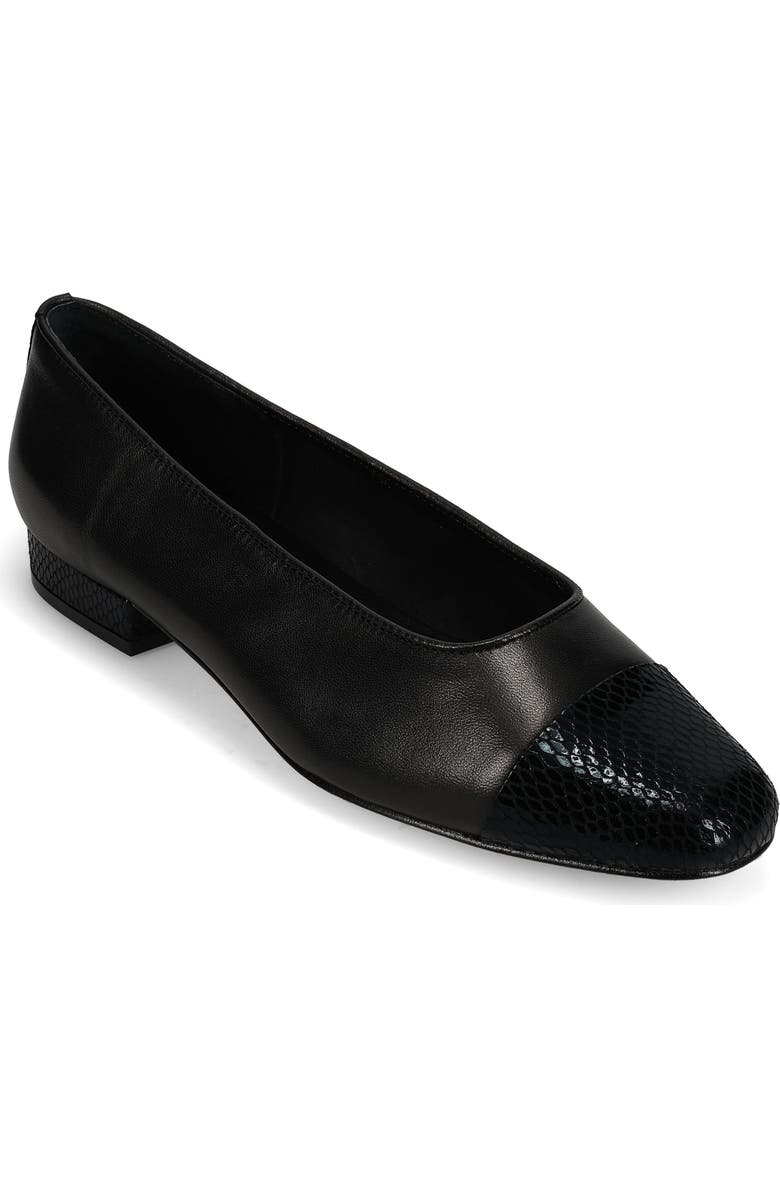 VANELi Cap Toe Flat, Main, color, Black Leather