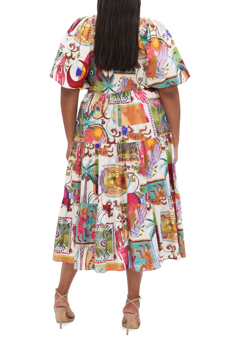 Simona Print Fit & Flare Midi Dress, Alternate, color, DREAMSCAPE B
