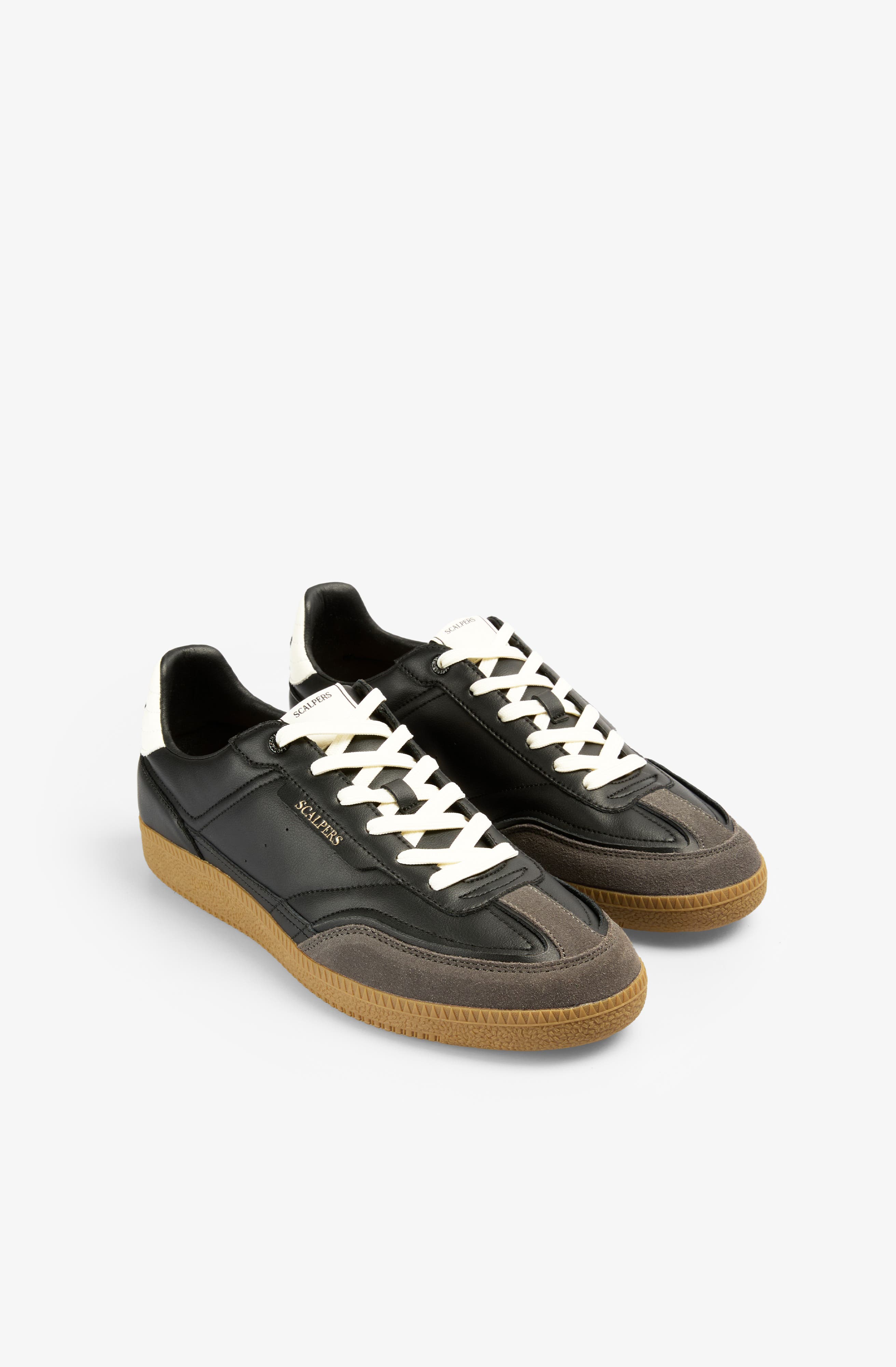 Scalpers Leather Sneaker Contrast Sole, Main, color, Black