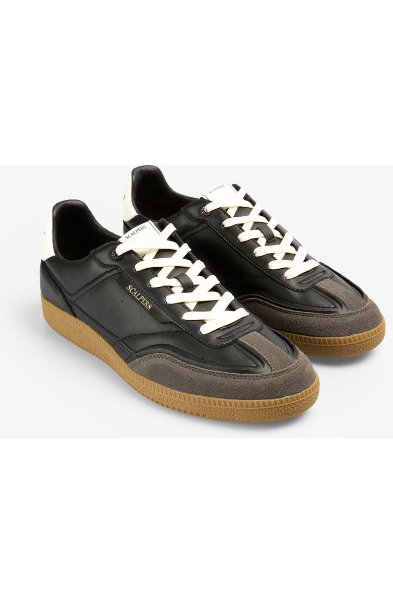 Scalpers Leather Sneaker Contrast Sole, Main, color, Black