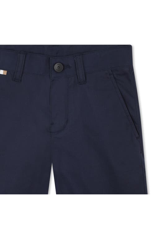 Bosswear Boss Kidswear Kids' Flat Front Stretch Cotton Bermuda Shorts In Navy