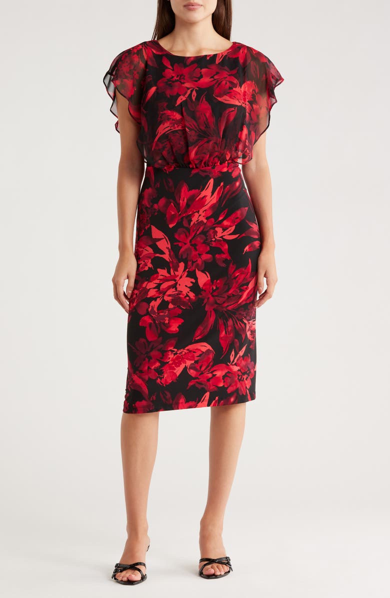 Connected Apparel Chiffon Midi Dress, Main, color, 