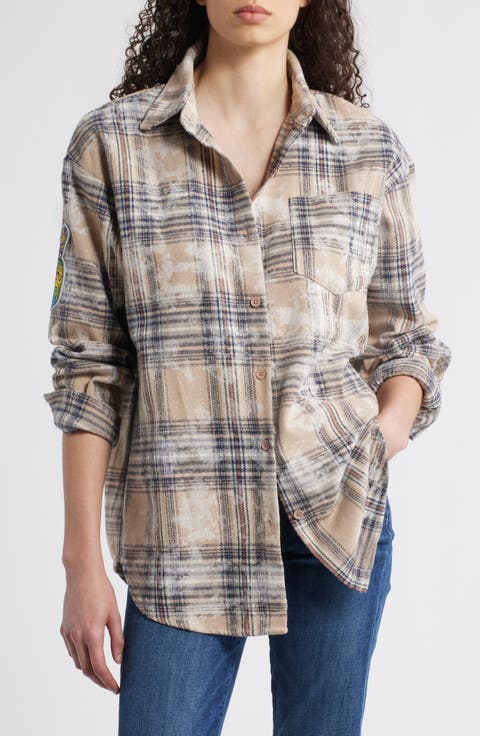 Joan Faded Plaid Button-Up Shirt