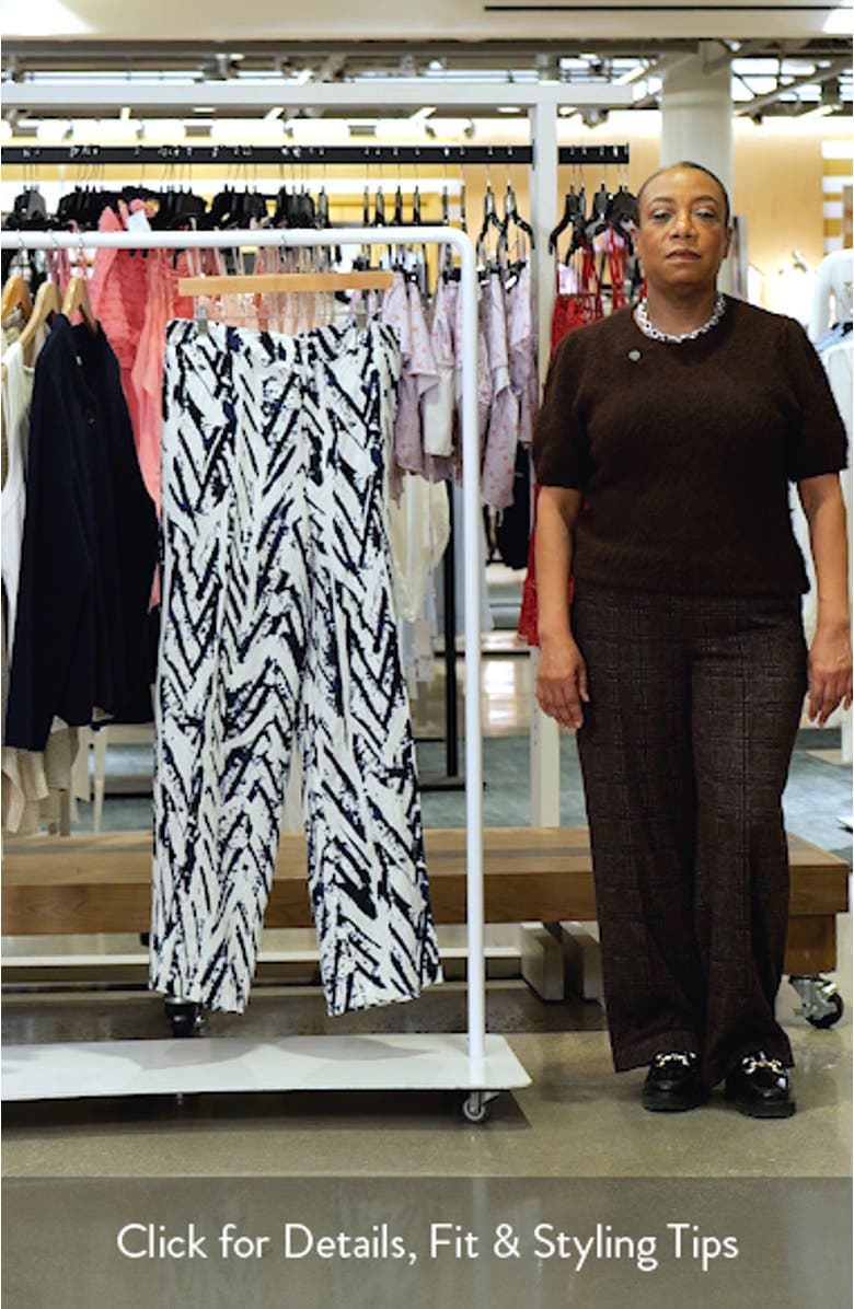 Indigo Crosshatch Linen Blend Wide Leg Pants, sales video thumbnail